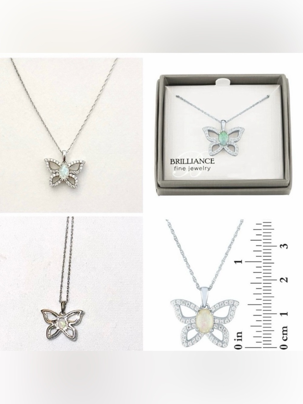 Sterling Silver butterfly pendant and necklace with simulated opal - Picture 1 of 1